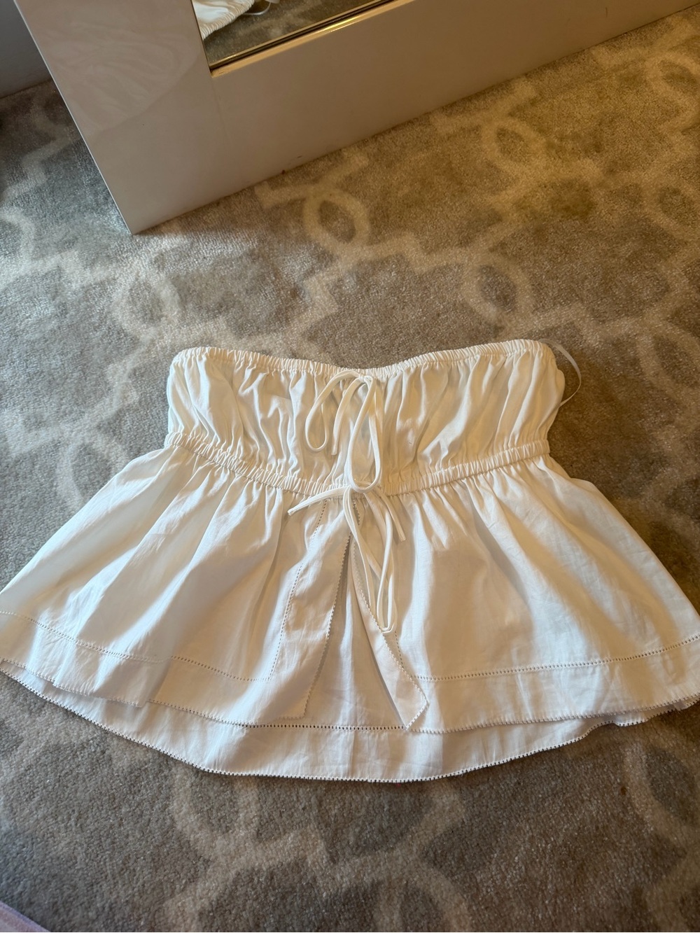 Reformation Off-White Strapless Ruffled Top